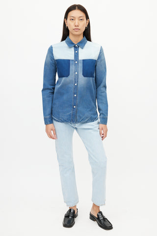 Stella McCartney Navy Colourblock Denim Shirt