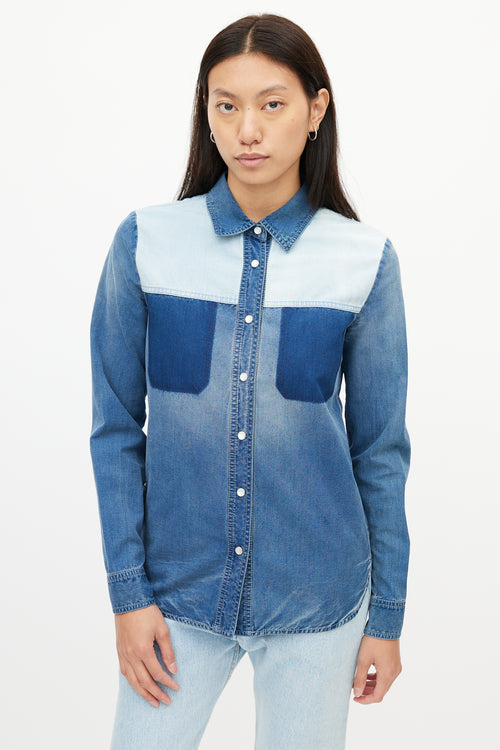 Stella McCartney Navy Colourblock Denim Shirt