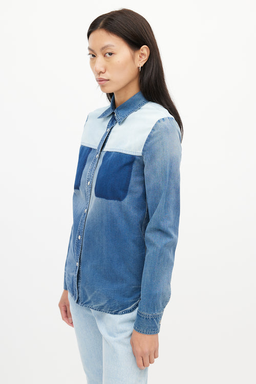 Stella McCartney Navy Colourblock Denim Shirt