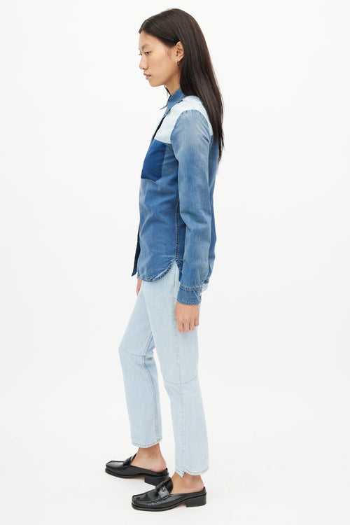 Stella McCartney Navy Colourblock Denim Shirt