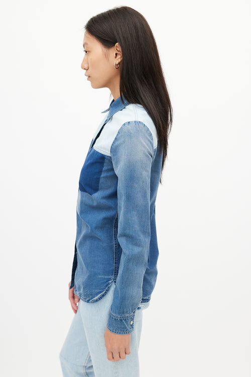 Stella McCartney Navy Colourblock Denim Shirt