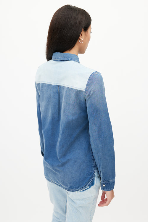 Stella McCartney Navy Colourblock Denim Shirt