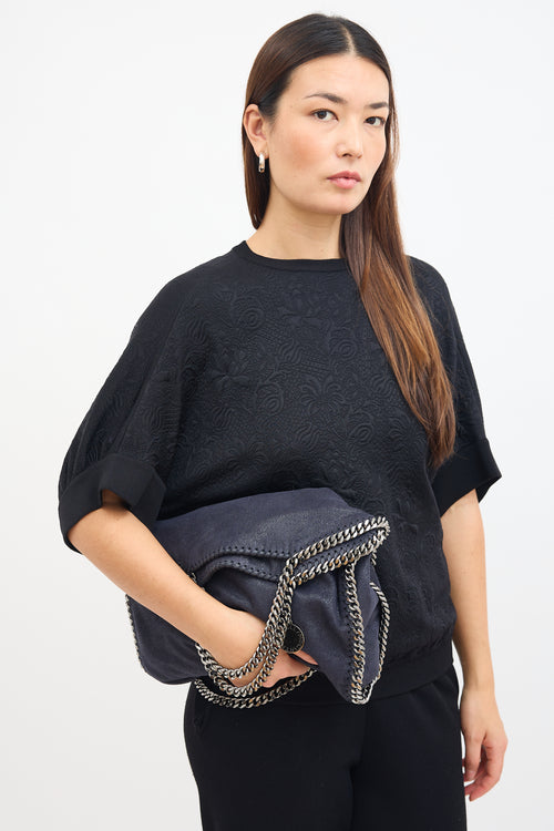 Stella McCartney Navy Falabella Fold-Over Tote