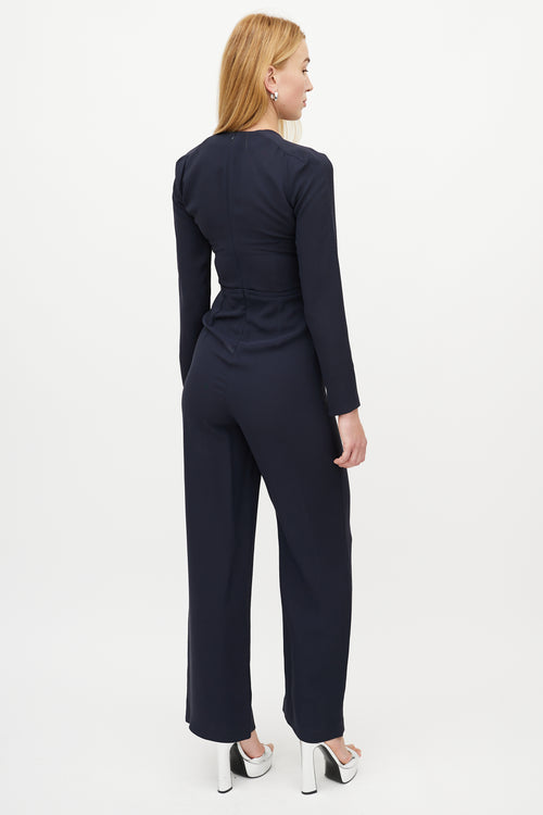 Stella McCartney Navy V-Neck Wide Leg Jumpsuit