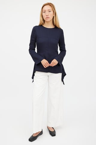 Stella McCartney Navy Ruffled Top