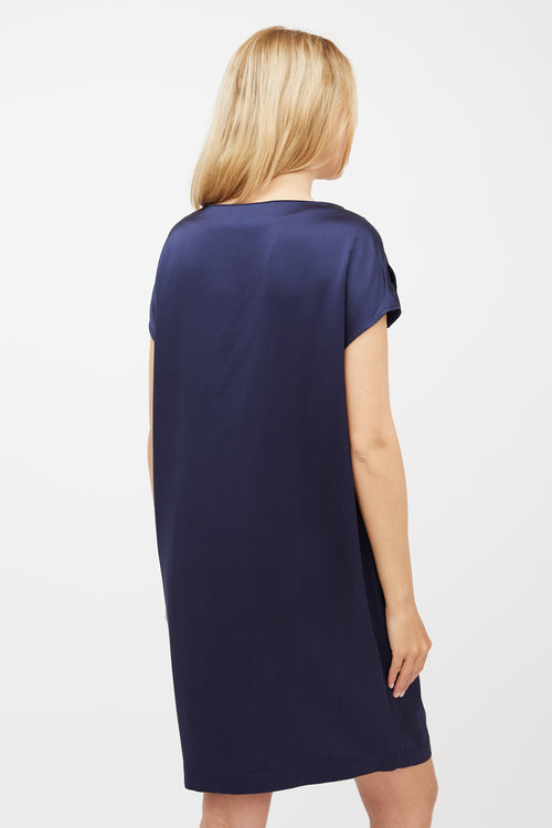 Stella McCartney Navy Satin Buttoned Dress