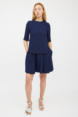 Stella McCartney Navy Scalloped Eyelet Dress