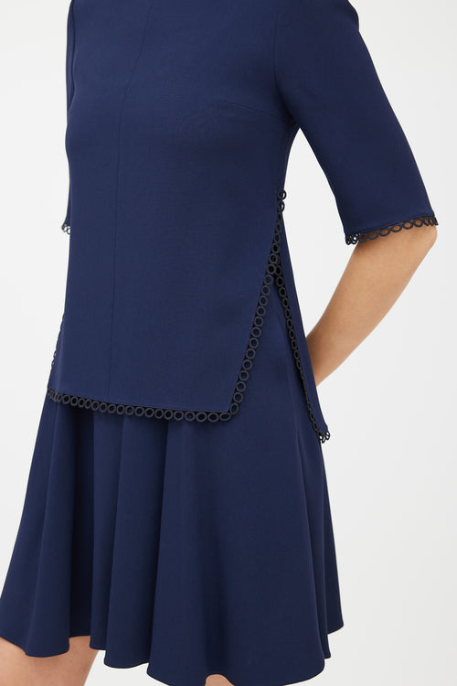 Stella McCartney Navy Scalloped Eyelet Dress