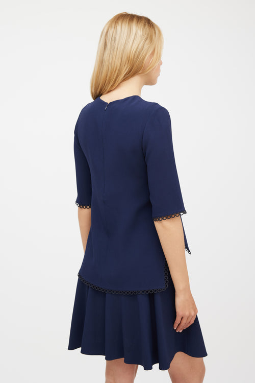 Stella McCartney Navy Scalloped Eyelet Dress