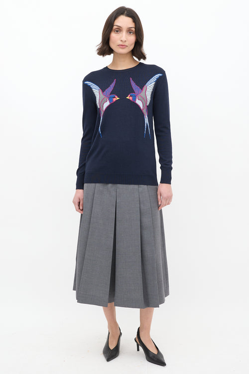 Stella McCartney Navy Wool 
Silk Graphic Sweater