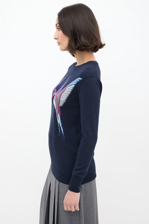 Stella McCartney Navy Wool 
Silk Graphic Sweater