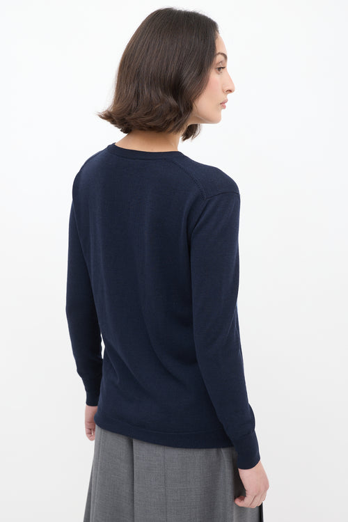 Stella McCartney Navy Wool 
Silk Graphic Sweater