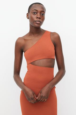 Stella McCartney Orange Asymmetric Cutout Dress