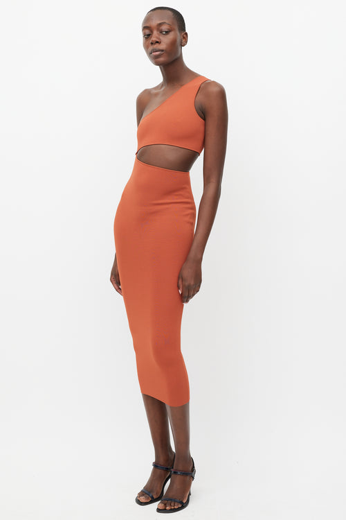 Stella McCartney Orange Asymmetric Cutout Dress