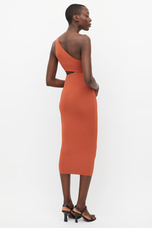 Stella McCartney Orange Asymmetric Cutout Dress