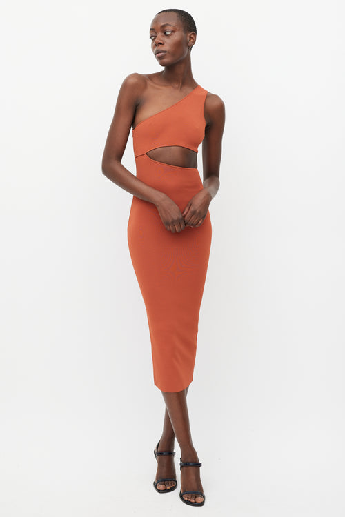 Stella McCartney Orange Asymmetric Cutout Dress