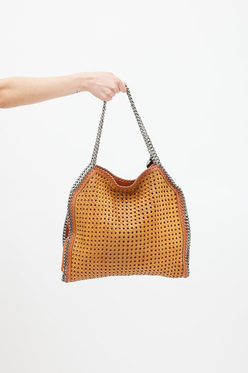 Stella McCartney Brown Faux Leather Woven Falabella Tote Bag