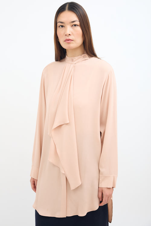 Stella McCartney Pink Stand Collar Scarf Blouse