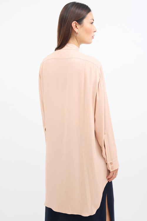 Stella McCartney Pink Stand Collar Scarf Blouse