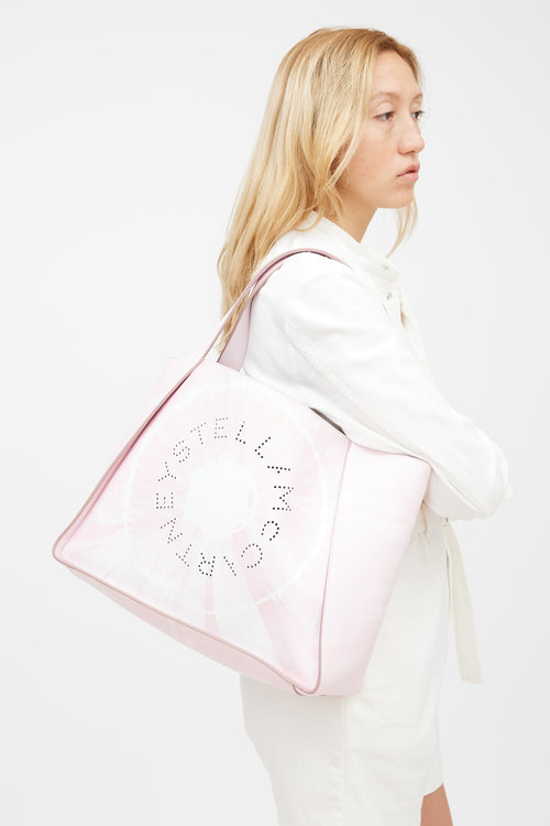 Stella McCartney Pink 
White Faux Leather Tie Dye Tote