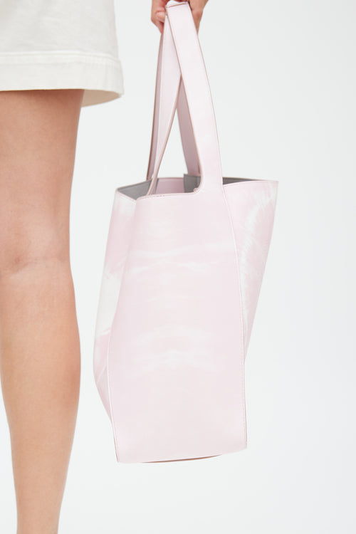 Stella McCartney Pink 
White Faux Leather Tie Dye Tote