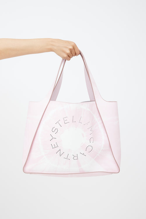 Stella McCartney Pink 
White Faux Leather Tie Dye Tote