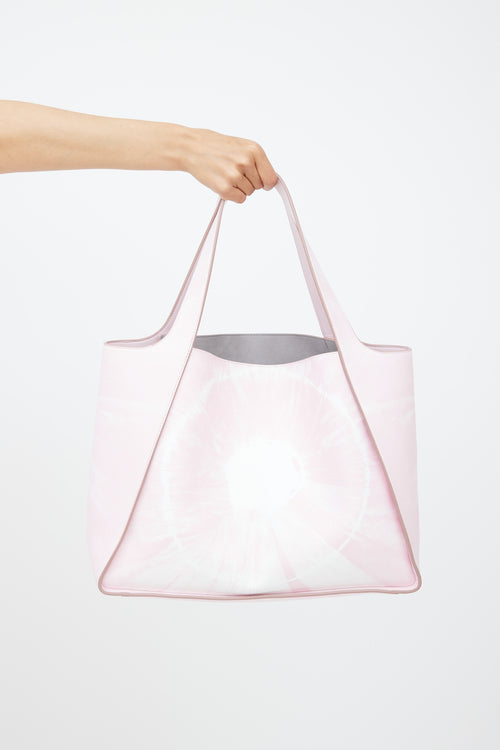 Stella McCartney Pink 
White Faux Leather Tie Dye Tote