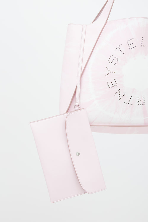 Stella McCartney Pink 
White Faux Leather Tie Dye Tote