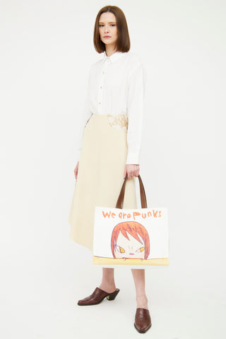 Stella McCartney x Yoshitomo Nara Cream Shred Tote Bag