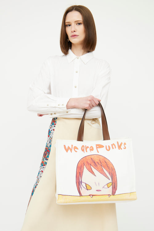 Stella McCartney x Yoshitomo Nara Cream Shred Tote Bag