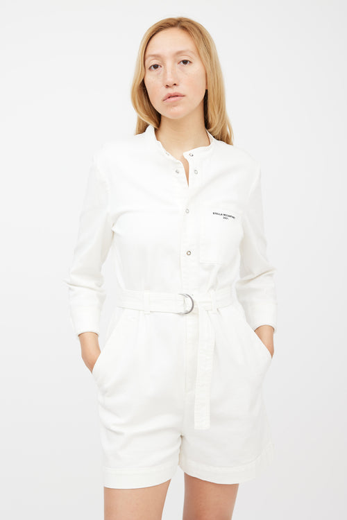 Stella McCartney White 
Black Denim Logo Romper