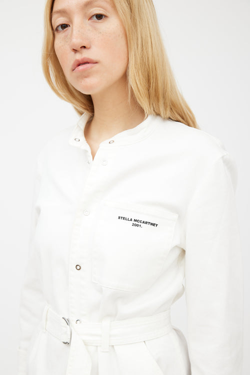 Stella McCartney White 
Black Denim Logo Romper