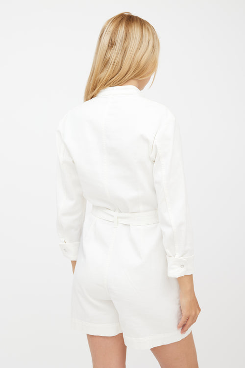 Stella McCartney White 
Black Denim Logo Romper