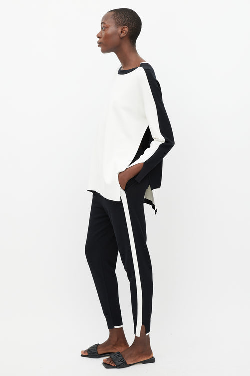 Stella McCartney White 
Black Split Side Sweater