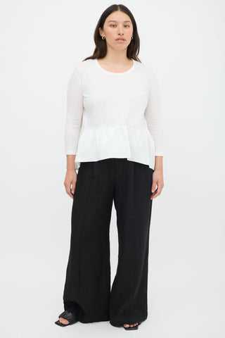 Stella McCartney White Cotton 
Silk High Low Flounce Top