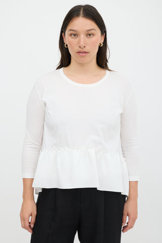 Stella McCartney White Cotton 
Silk High Low Flounce Top