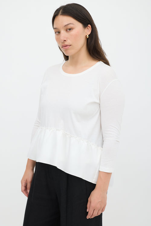 Stella McCartney White Cotton 
Silk High Low Flounce Top