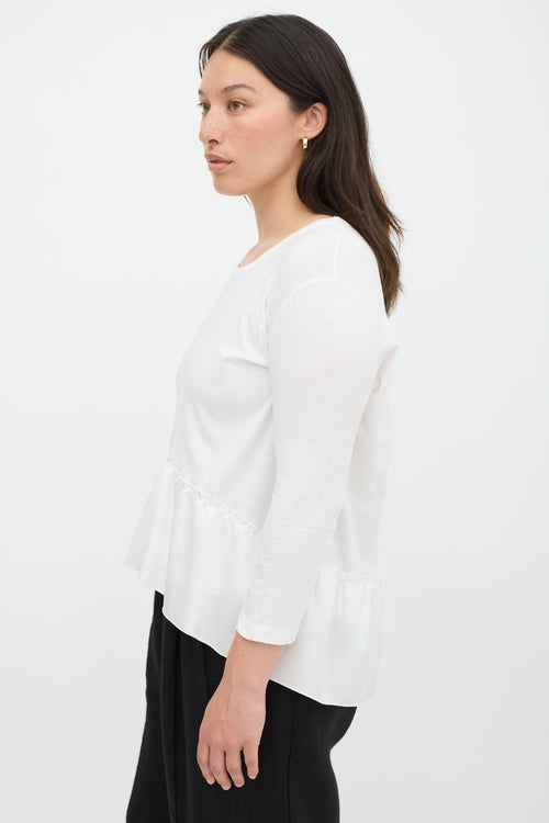 Stella McCartney White Cotton 
Silk High Low Flounce Top