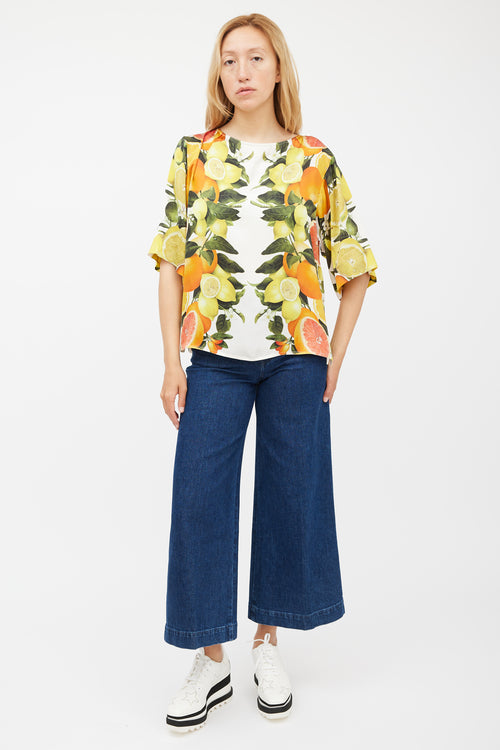 Stella McCartney White 
Multicolour Silk Fruit Top