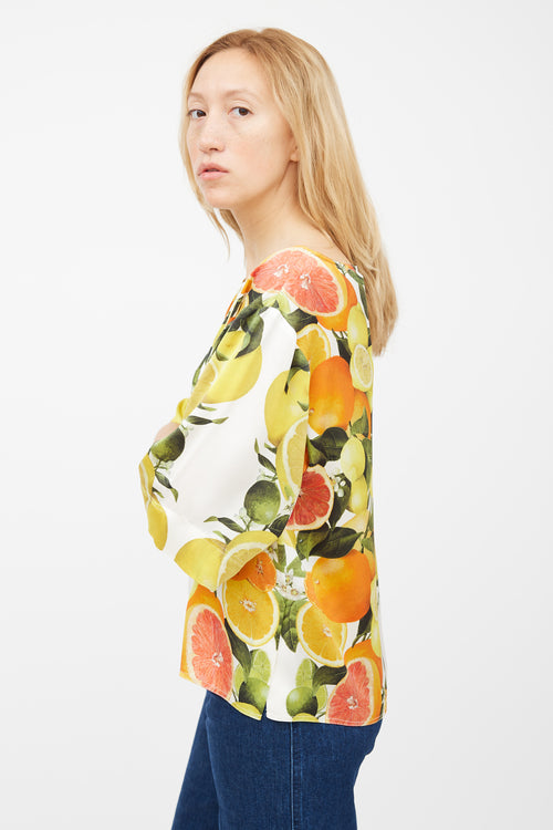 Stella McCartney White 
Multicolour Silk Fruit Top