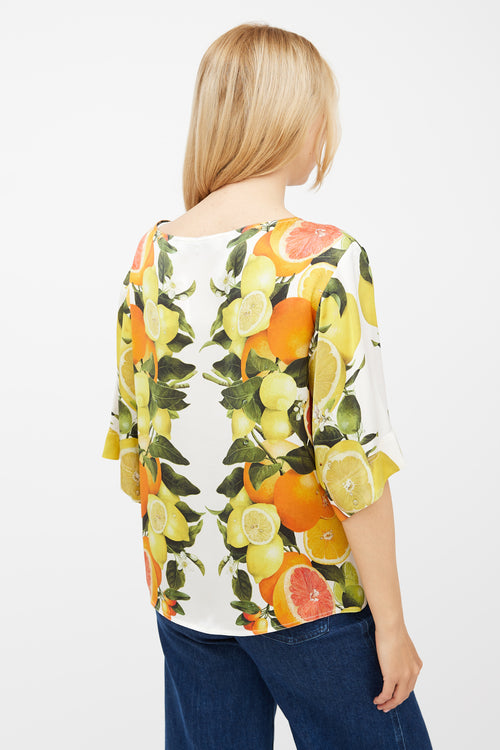 Stella McCartney White 
Multicolour Silk Fruit Top