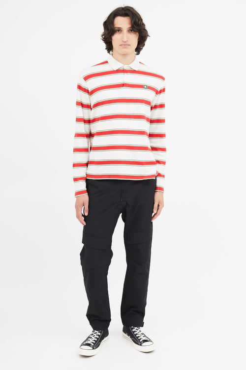 Stella McCartney White 
Red Stripe Long Sleeve Polo