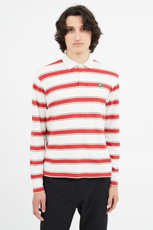 Stella McCartney White 
Red Stripe Long Sleeve Polo