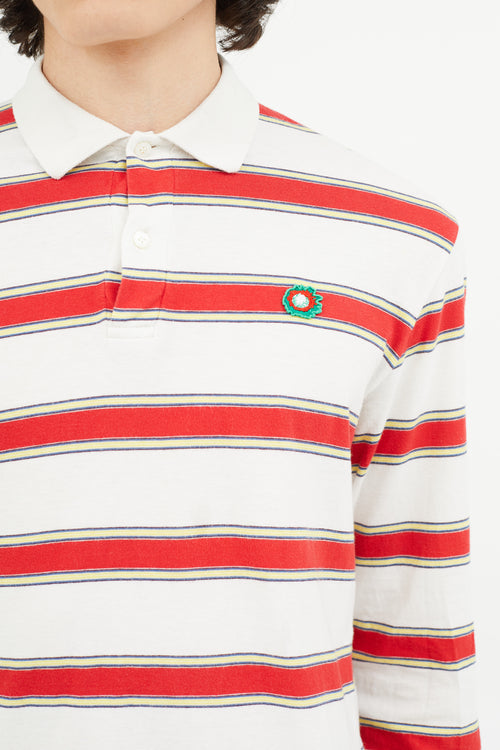 Stella McCartney White 
Red Stripe Long Sleeve Polo