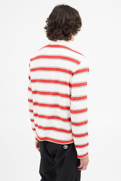 Stella McCartney White 
Red Stripe Long Sleeve Polo