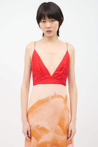 Stella McCartney Winter 2023 Multi Silk Colour Block Dress