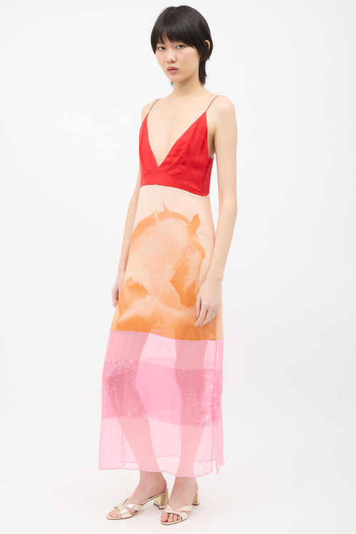 Stella McCartney Winter 2023 Multi Silk Colour Block Dress