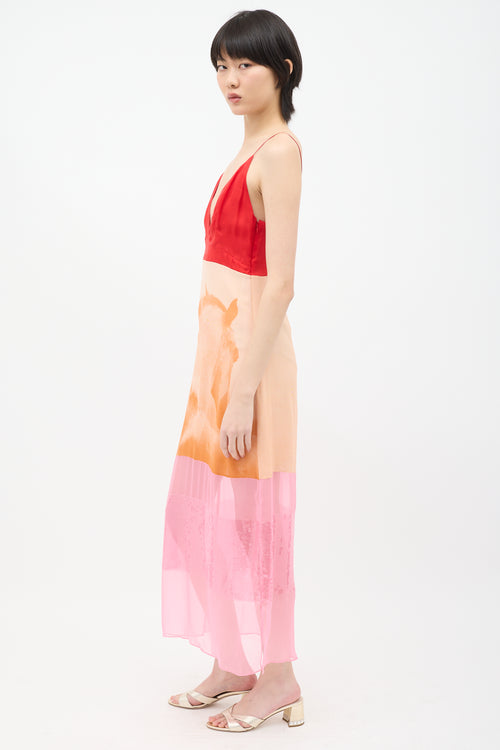 Stella McCartney Winter 2023 Multi Silk Colour Block Dress