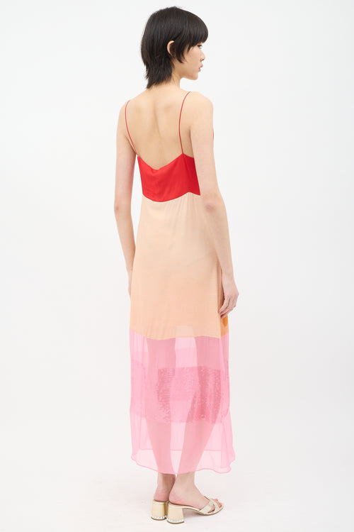 Stella McCartney Winter 2023 Multi Silk Colour Block Dress