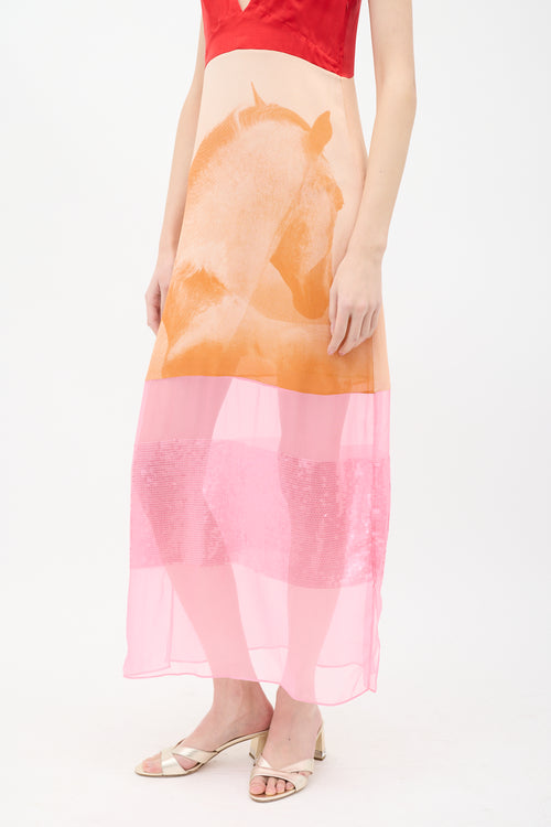 Stella McCartney Winter 2023 Multi Silk Colour Block Dress